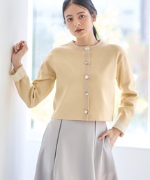 12Twelve Agenda | ビジュー釦袖口配色ジャケット風ニットカーディガン(カーディガン/ボレロ)