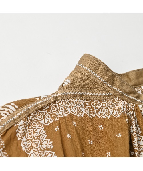 45R（フォーティファイブアール）の「バンダナミックスプリントのスモックドレス（ドレス・レディース・ブラウン/ネイビー・FREE）」の12枚目の写真