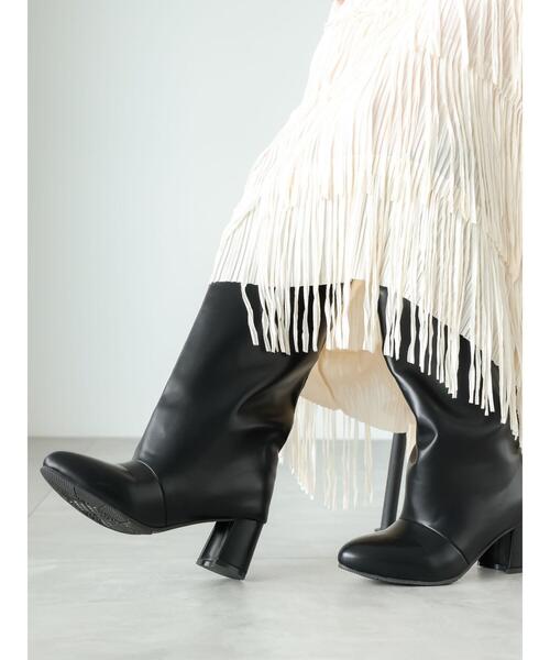 Lugnoncure（ルノンキュール）の「ロングブーツ（ブーツ・レディース・ベージュ/ブラック・M/L）」の5枚目の写真