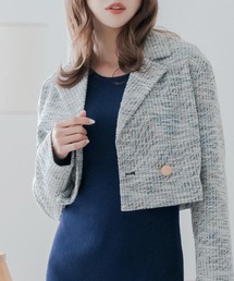 クロップド」に該当するレディースのノーカラージャケット