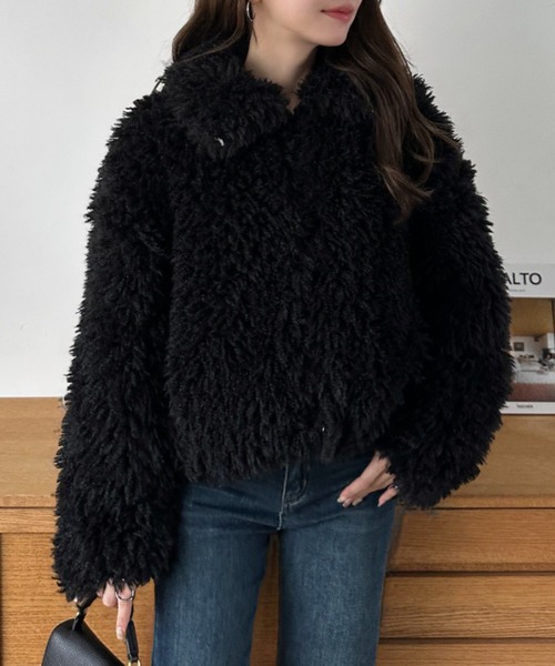 セール】【Eclat one】プードルファー ショート丈 ブルゾン（ブルゾン