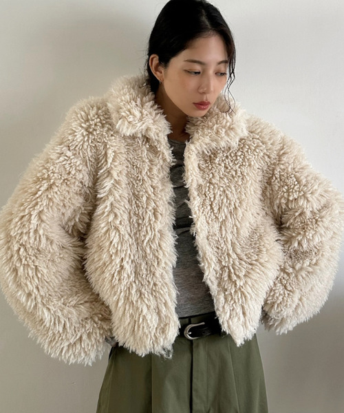 セール】【Eclat one】プードルファー ショート丈 ブルゾン（ブルゾン