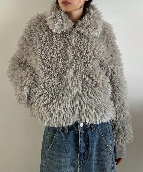 セール】【Eclat one】プードルファー ショート丈 ブルゾン（ブルゾン