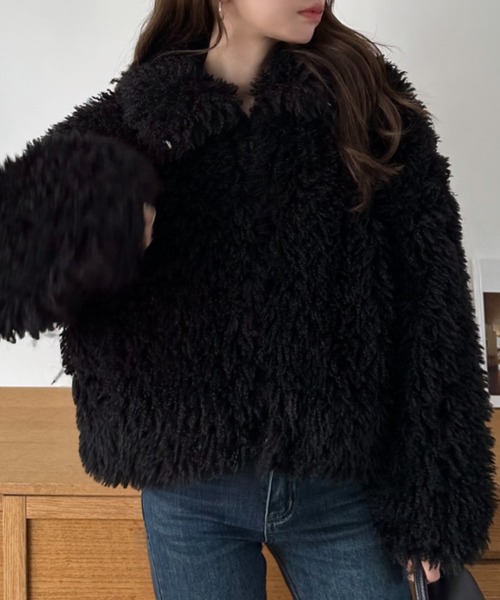 セール】【Eclat one】プードルファー ショート丈 ブルゾン（ブルゾン