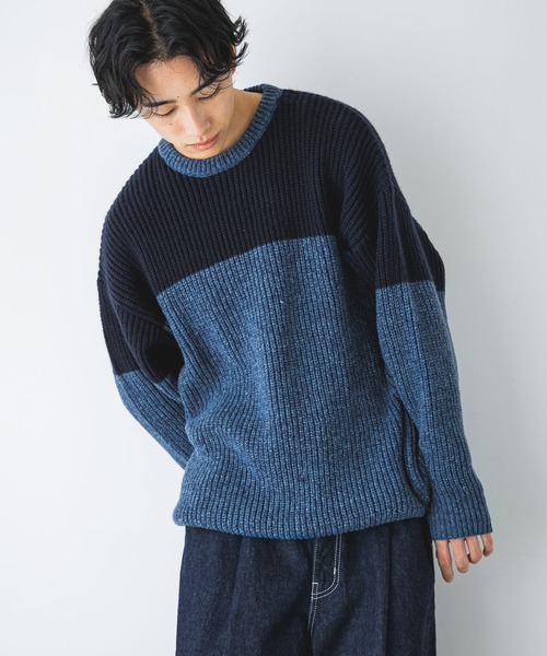 LOWRYS FARM(ローリーズファーム)の「パネルキリカエニット 202287(Tシャツ/カットソー・メンズ・ネイビー/アイボリー・FREE)」の2枚目の写真