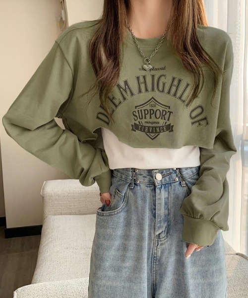 GEMEDA(ジェメダ)の「ロゴスウェット セットトップス(Tシャツ/カットソー・レディース・カーキ/グレー/ブラック・M)」の7枚目の写真