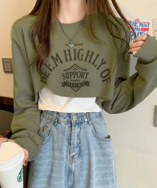GEMEDA(ジェメダ)の「ロゴスウェット セットトップス(Tシャツ/カットソー・レディース・カーキ/グレー/ブラック・M)」の9枚目の写真