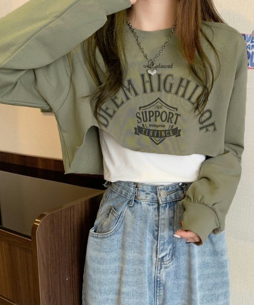 GEMEDA(ジェメダ)の「ロゴスウェット セットトップス(Tシャツ/カットソー・レディース・カーキ/グレー/ブラック・M)」の11枚目の写真
