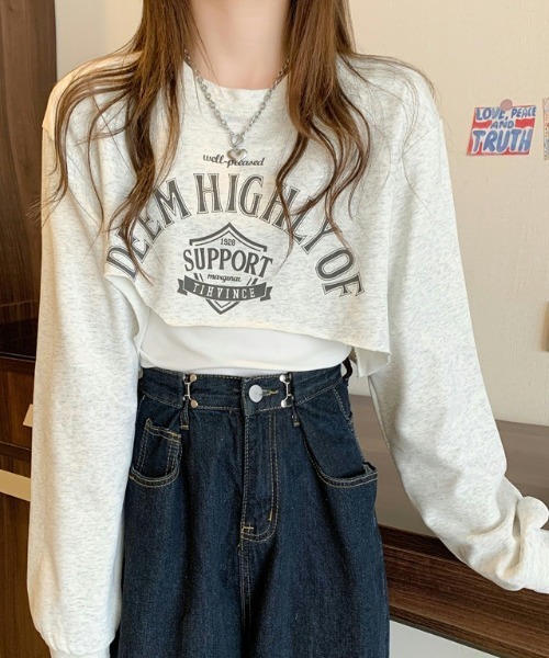 GEMEDA(ジェメダ)の「ロゴスウェット セットトップス(Tシャツ/カットソー・レディース・カーキ/グレー/ブラック・M)」の19枚目の写真