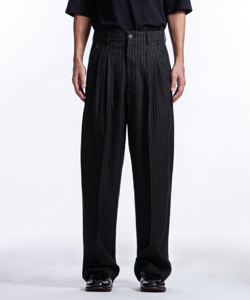 セール】【White Line】 ピンストライプ ワイド スラックス