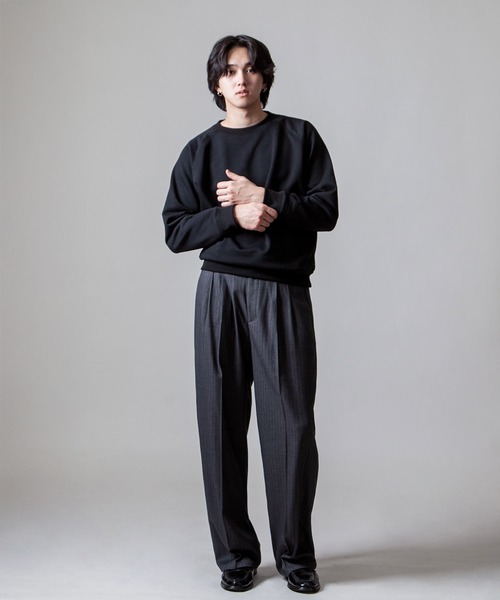 セール】【White Line】 ピンストライプ ワイド スラックス