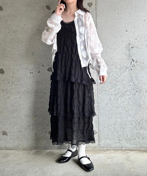 merrylatte(メリーラテ)の「シアージャガードフラワーショート丈ブラウス(シャツ/ブラウス・レディース・ホワイト・SMALL)」の7枚目の写真