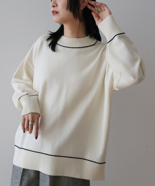 Green Parks(グリーンパークス)の「もちやわモックネックニットプルオーバー(ニット/セーター・レディース・ピンク/ホワイト/ミント/杢グレー/その他7/ブラック/サックスブルー/ライトベージュ・FREE)」の2枚目の写真