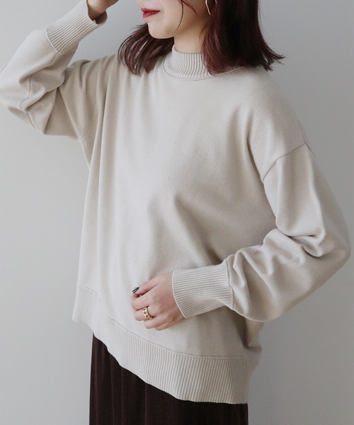 Green Parks(グリーンパークス)の「もちやわモックネックニットプルオーバー(ニット/セーター・レディース・ピンク/ホワイト/ミント/杢グレー/その他7/ブラック/サックスブルー/ライトベージュ・FREE)」の5枚目の写真