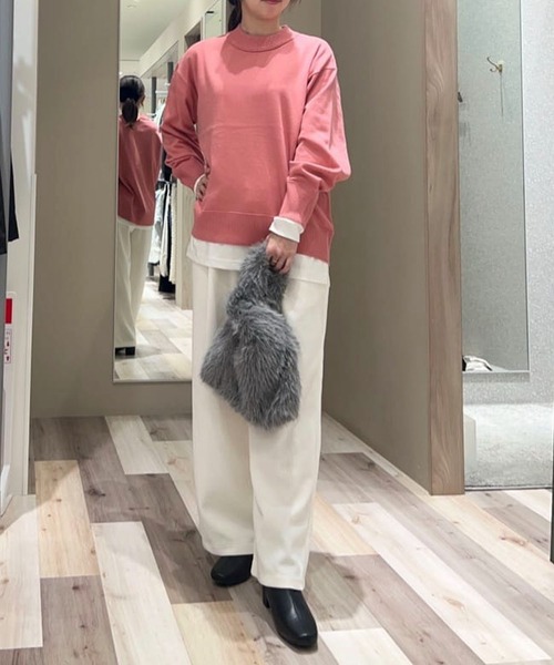 Green Parks(グリーンパークス)の「もちやわモックネックニットプルオーバー(ニット/セーター・レディース・ピンク/ホワイト/ミント/杢グレー/その他7/ブラック/サックスブルー/ライトベージュ・FREE)」の12枚目の写真