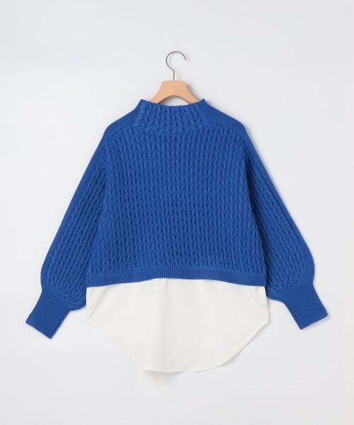 NOLLEY'S LIGHT（ノーリーズライト）の「ケーブル柄＋布帛 プルオーバー（ニット/セーター・レディース・グレイッシュベージュ/アイボリー・38）」の3枚目の写真