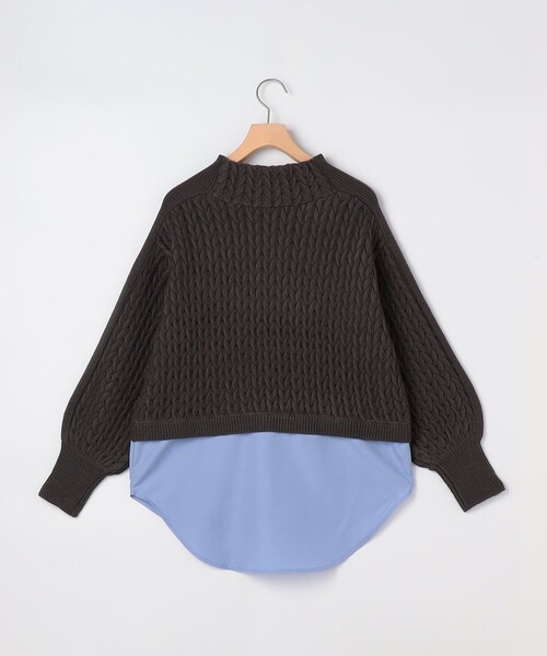 NOLLEY'S LIGHT（ノーリーズライト）の「ケーブル柄＋布帛 プルオーバー（ニット/セーター・レディース・グレイッシュベージュ/アイボリー・38）」の8枚目の写真