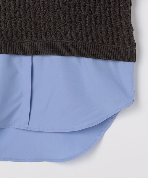 NOLLEY'S LIGHT（ノーリーズライト）の「ケーブル柄＋布帛 プルオーバー（ニット/セーター・レディース・グレイッシュベージュ/アイボリー・38）」の12枚目の写真