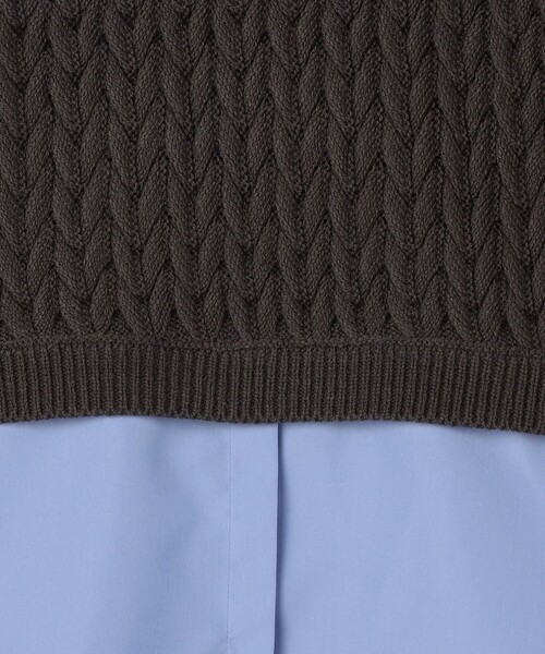 NOLLEY'S LIGHT（ノーリーズライト）の「ケーブル柄＋布帛 プルオーバー（ニット/セーター・レディース・グレイッシュベージュ/アイボリー・38）」の14枚目の写真