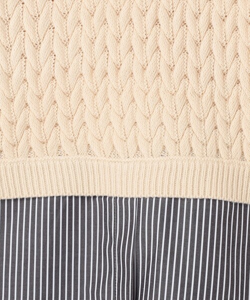 NOLLEY'S LIGHT（ノーリーズライト）の「ケーブル柄＋布帛 プルオーバー（ニット/セーター・レディース・グレイッシュベージュ/アイボリー・38）」の15枚目の写真