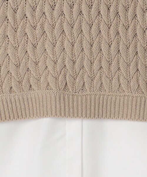 NOLLEY'S LIGHT（ノーリーズライト）の「ケーブル柄＋布帛 プルオーバー（ニット/セーター・レディース・グレイッシュベージュ/アイボリー・38）」の16枚目の写真
