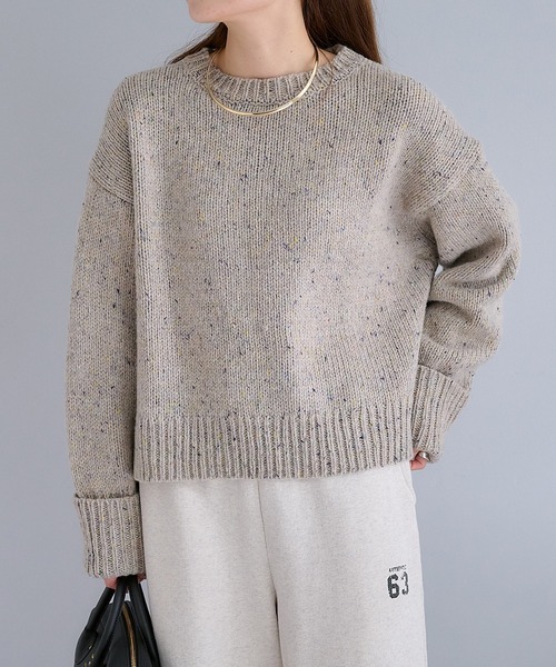 PUAL CE CIN(ピュアルセシン)の「カラーネップクルーネックニット(ニット/セーター・レディース・ベージュ/チャコールグレー/アイボリー・FREE)」の3枚目の写真