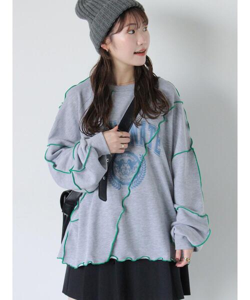 ehka sopo（エヘカソポ）の「メロー切替スウェット（Tシャツ/カットソー・レディース・キナリ/ブルー/グレー・F）」の2枚目の写真