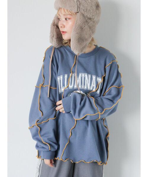 ehka sopo（エヘカソポ）の「メロー切替スウェット（Tシャツ/カットソー・レディース・キナリ/ブルー/グレー・F）」の3枚目の写真