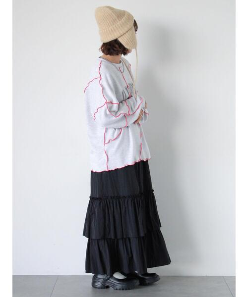 ehka sopo（エヘカソポ）の「メロー切替スウェット（Tシャツ/カットソー・レディース・キナリ/ブルー/グレー・F）」の12枚目の写真