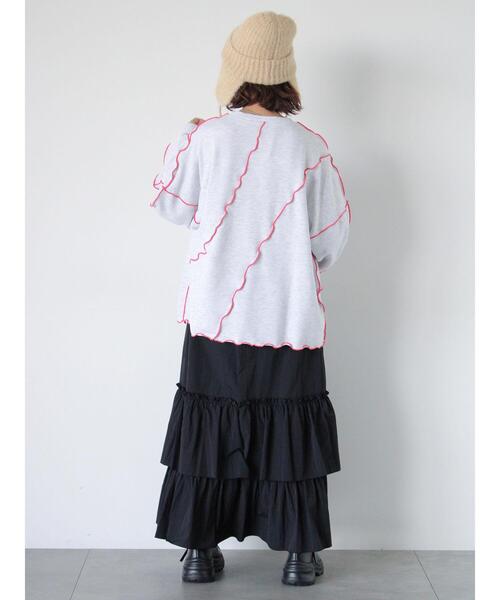 ehka sopo（エヘカソポ）の「メロー切替スウェット（Tシャツ/カットソー・レディース・キナリ/ブルー/グレー・F）」の13枚目の写真