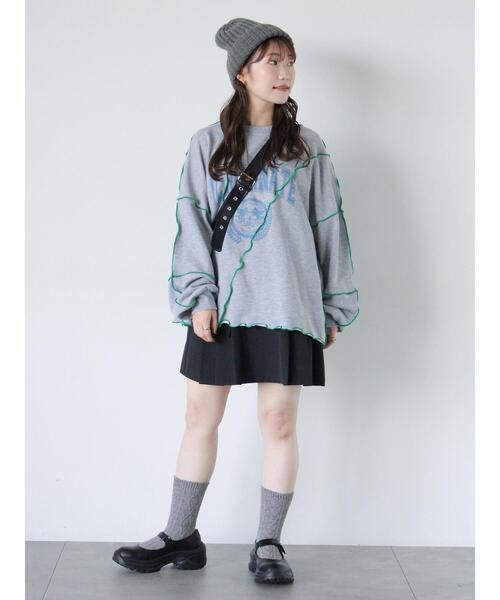 ehka sopo（エヘカソポ）の「メロー切替スウェット（Tシャツ/カットソー・レディース・キナリ/ブルー/グレー・F）」の18枚目の写真