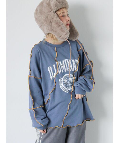 ehka sopo（エヘカソポ）の「メロー切替スウェット（Tシャツ/カットソー・レディース・キナリ/ブルー/グレー・F）」の21枚目の写真