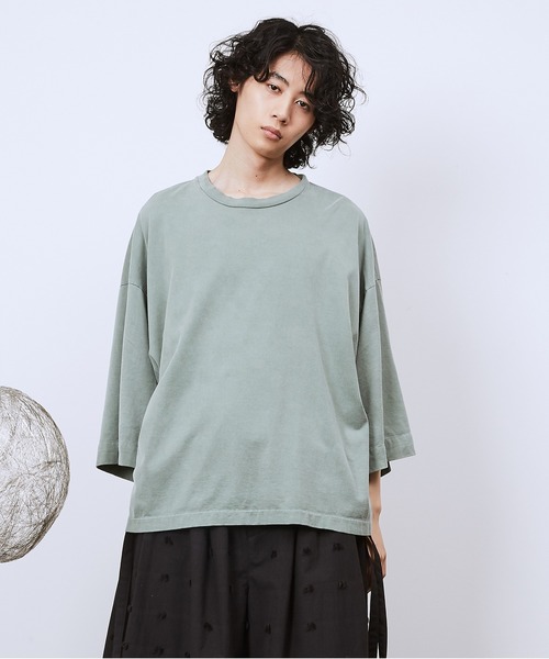 Dulcamara(ドゥルカマラ)の「ピグメントジャージーロールアップT(Tシャツ/カットソー・メンズ・ブラック/グリーン/ベージュ・0/1)」の3枚目の写真