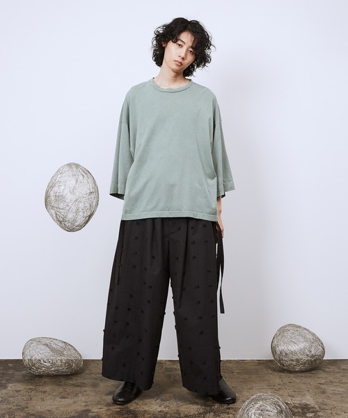 Dulcamara(ドゥルカマラ)の「ピグメントジャージーロールアップT(Tシャツ/カットソー・メンズ・ブラック/グリーン/ベージュ・0/1)」の4枚目の写真