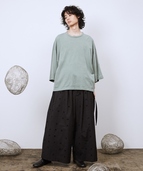 Dulcamara(ドゥルカマラ)の「ピグメントジャージーロールアップT(Tシャツ/カットソー・メンズ・ブラック/グリーン/ベージュ・0/1)」の5枚目の写真