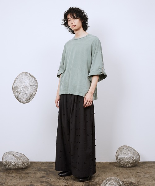 Dulcamara(ドゥルカマラ)の「ピグメントジャージーロールアップT(Tシャツ/カットソー・メンズ・ブラック/グリーン/ベージュ・0/1)」の8枚目の写真