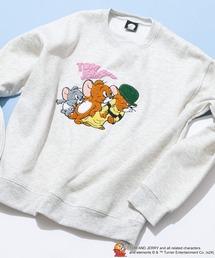 【TOM AND JERRY/トムとジェリー】オリジナルデザイン 裏起毛クルーネックスウェット ジェリー タフィー マッスル