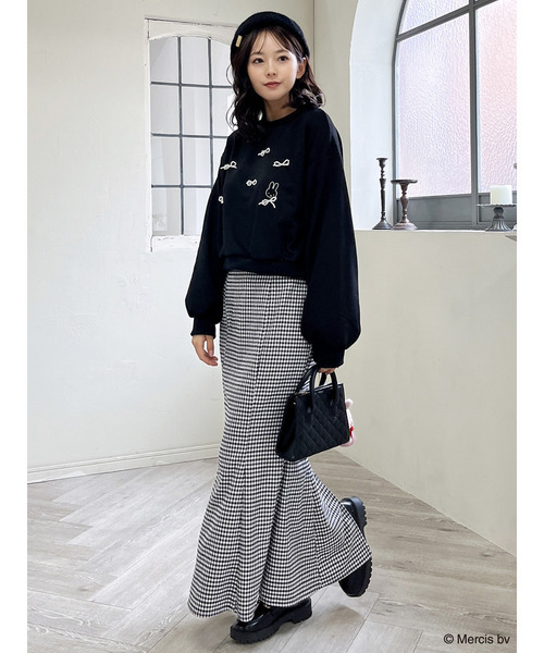 MIIA（ミーア）の「miffy パールリボンプルオーバー（スウェット・レディース・ブラック/オフホワイト・FREE）」の6枚目の写真