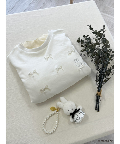 MIIA（ミーア）の「miffy パールリボンプルオーバー（スウェット・レディース・ブラック/オフホワイト・FREE）」の10枚目の写真