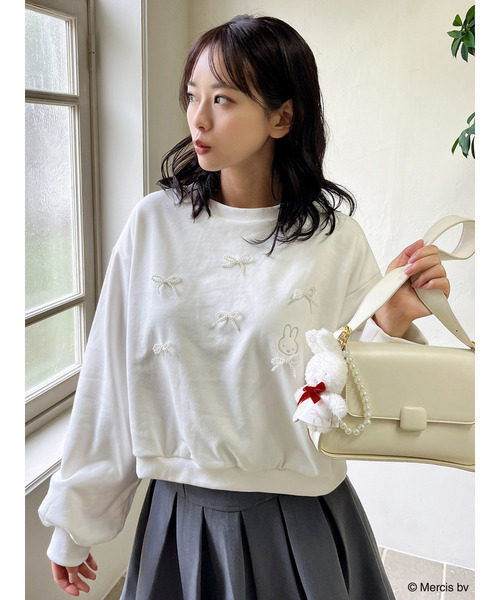 MIIA（ミーア）の「miffy パールリボンプルオーバー（スウェット・レディース・ブラック/オフホワイト・FREE）」の14枚目の写真