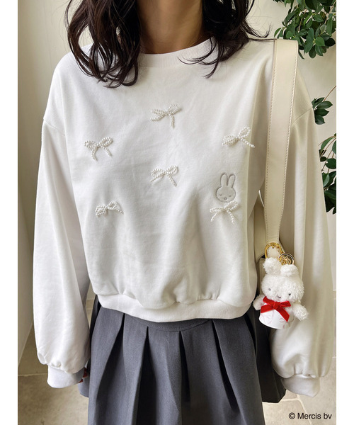 MIIA（ミーア）の「miffy パールリボンプルオーバー（スウェット・レディース・ブラック/オフホワイト・FREE）」の16枚目の写真