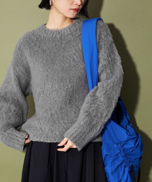 CITEN（シテン）の「＜CITEN＞スーパーシャギーニット（ニット/セーター・レディース・グレー/ベージュ/ライトブルー・FREE）」の7枚目の写真
