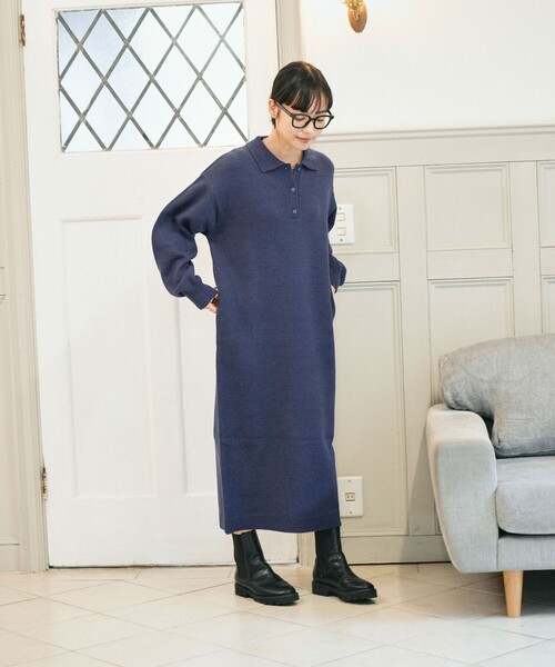 FREAK'S STORE(フリークスストア)の「ポロニットワンピース(ワンピース・レディース・グレー/グリーン/ネイビー・フリ-)」の12枚目の写真