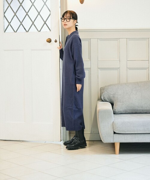 FREAK'S STORE(フリークスストア)の「ポロニットワンピース(ワンピース・レディース・グレー/グリーン/ネイビー・フリ-)」の13枚目の写真