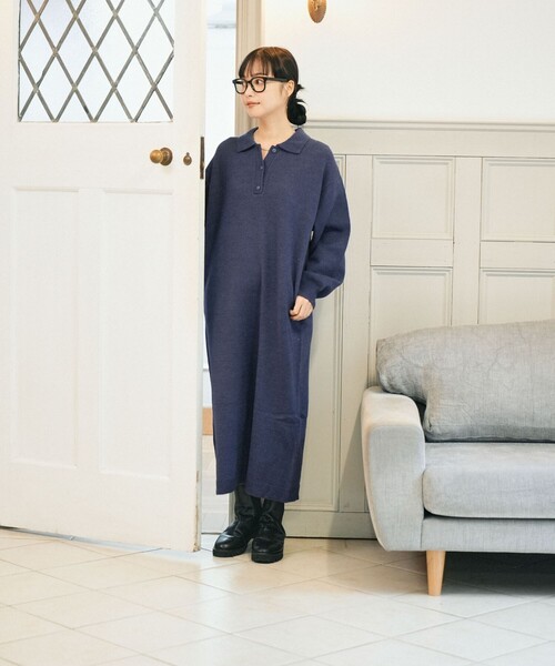 FREAK'S STORE(フリークスストア)の「ポロニットワンピース(ワンピース・レディース・グレー/グリーン/ネイビー・フリ-)」の14枚目の写真