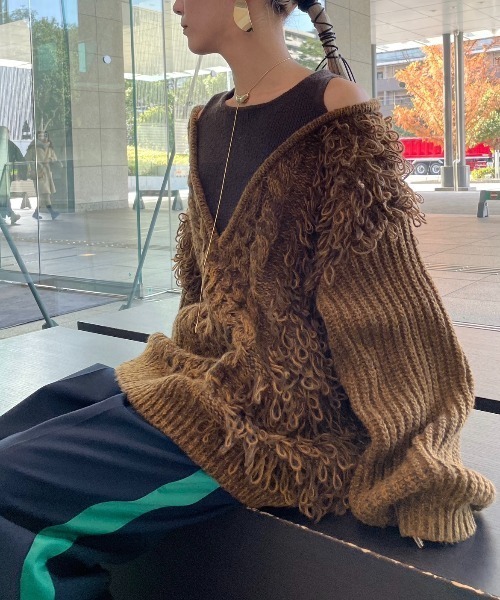 AIC.（エーアイシー）の「カットアウトループ編みニット（ニット/セーター・レディース・アイボリー/ブラウン・FREE）」の14枚目の写真