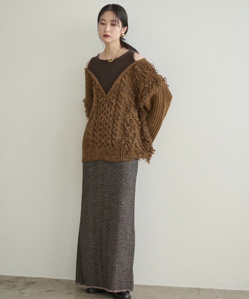 AIC.（エーアイシー）の「カットアウトループ編みニット（ニット/セーター・レディース・アイボリー/ブラウン・FREE）」の10枚目の写真