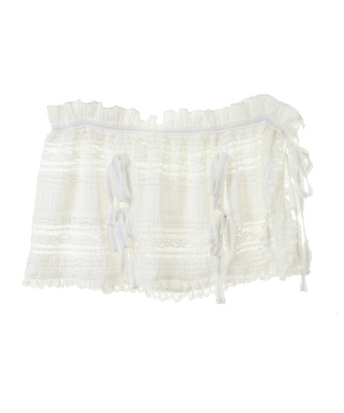 Candy Stripper（キャンディストリッパー）の「LACY APRON スカート（スカート・レディース・ブラック/オフホワイト・FREE）」の4枚目の写真