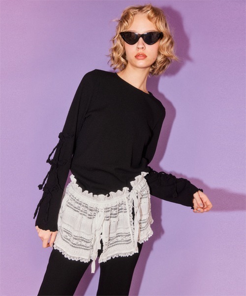 Candy Stripper（キャンディストリッパー）の「LACY APRON スカート（スカート・レディース・ブラック/オフホワイト・FREE）」の8枚目の写真