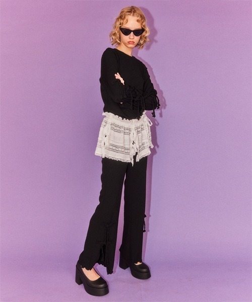 Candy Stripper（キャンディストリッパー）の「LACY APRON スカート（スカート・レディース・ブラック/オフホワイト・FREE）」の12枚目の写真